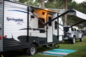 camper, rv, trailer, travel, keystone, summerland, springdale, mini, jeep